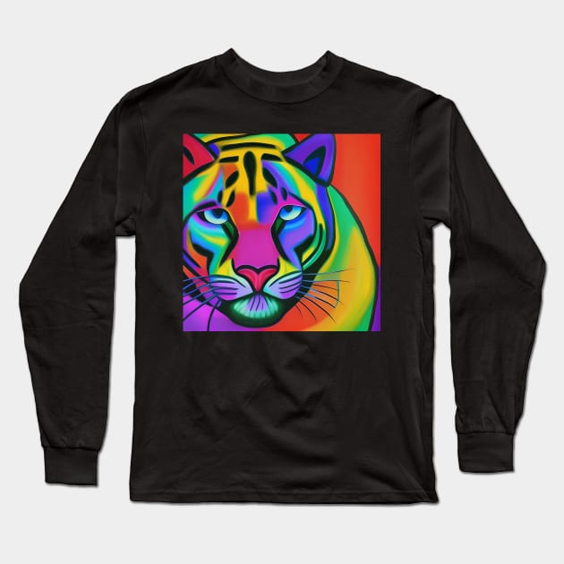 Panther Rainbow Painting Long Sleeve T-Shirt by KayBee Gift Shop